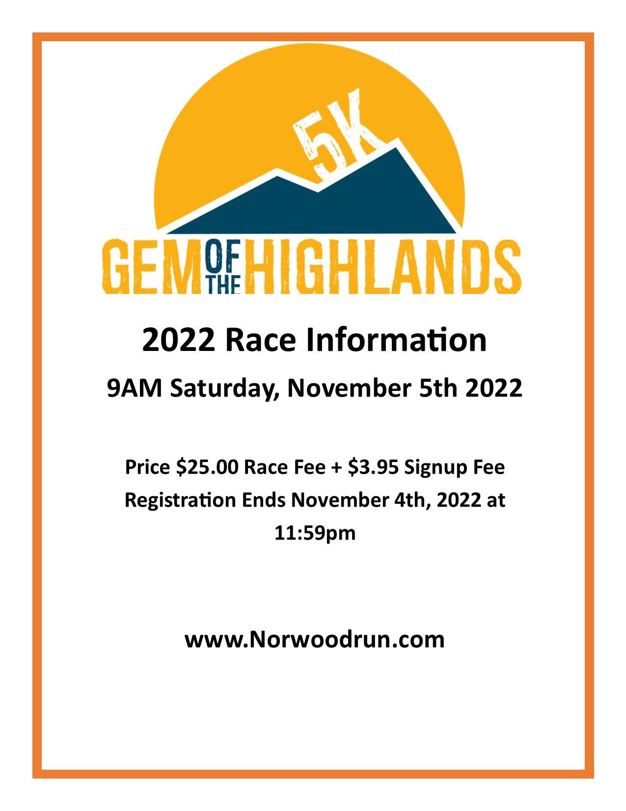 5k run flyer for November 5th, 2022 (JPG)
