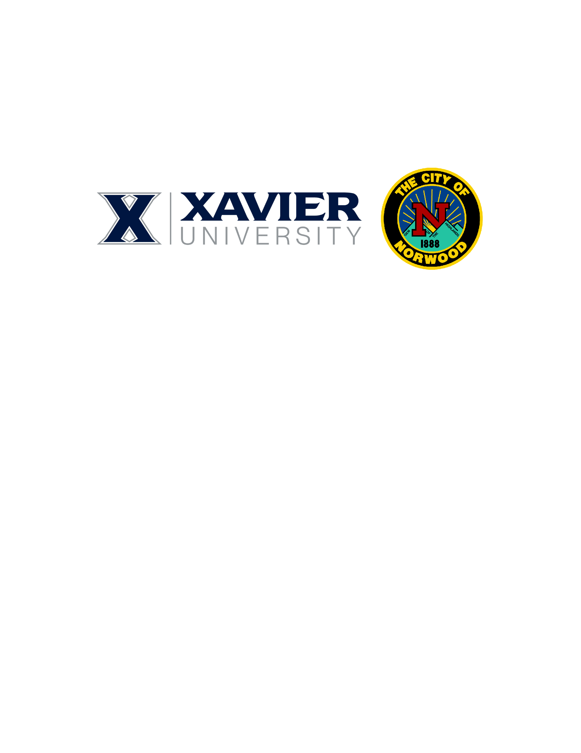 Norwood City Seal and a Xavier Logo together